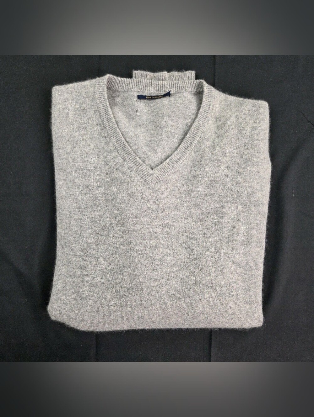 Polo Ralph Lauren Sweater Mens XL Gray Long Sleeve Pullover V Neck 100% Cashmere